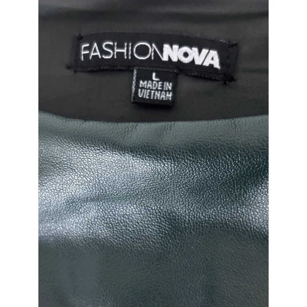 Faux Leather Leggings Bundle Sz L Black & Green Edgy Streetwear High Waist Pants - Picture 8 of 16